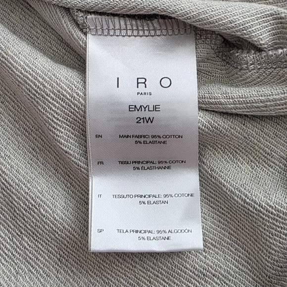 IRO Paris Emylie Gray Mini Dress Size Small Long Sleeve V Neck Cotton Blend - Picture 5 of 7